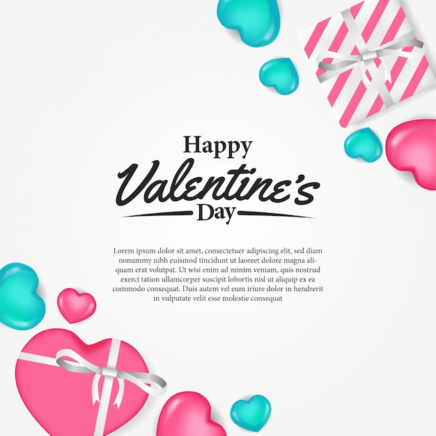 Happy valentine day greeting card with pink and green hearth