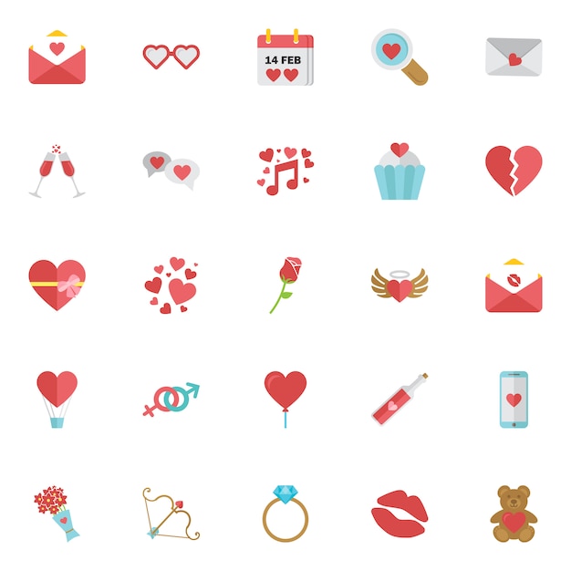 Happy Valentine Day icon Set isolated.