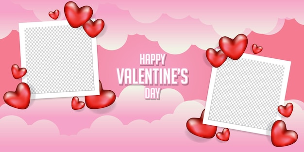 happy valentine day with blank photo frame