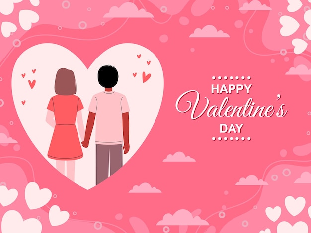 Happy valentine's day background or banner lovely romance pink color modern style vector design