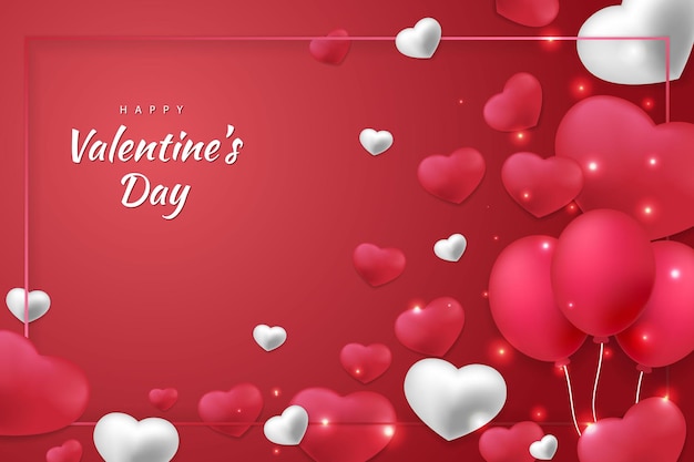 Happy valentine's day background hearts and element with red color