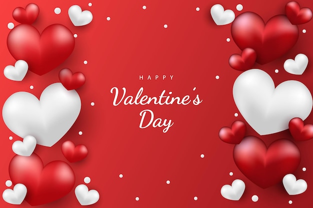 Happy valentine's day background hearts and element with red and white color