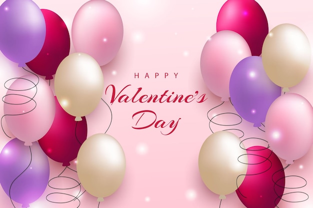 Happy valentine's day background realistic balloons and element