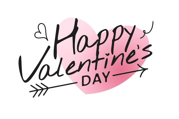 Happy valentine's day background text and lettering on pink gradient background