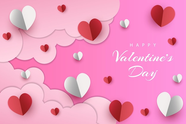 Happy valentine's day background with paper cut style