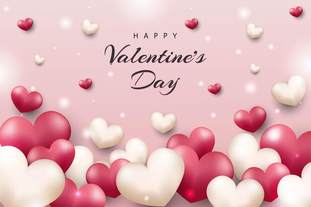 Happy valentine's day background with realistic heart and element