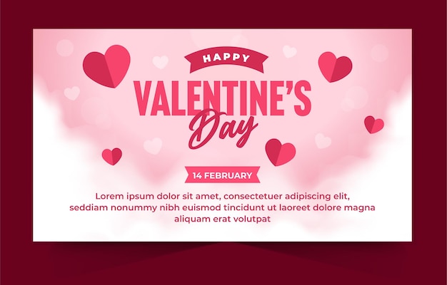 Happy valentine's day banner template with beautiful ornament of love