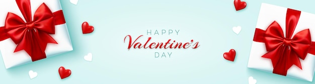 Happy Valentine's Day banner with gift boxes