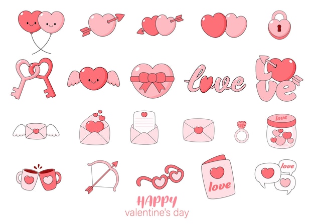 Happy Valentine's Day Flled clipart, Love element, Vector illustration on white background.