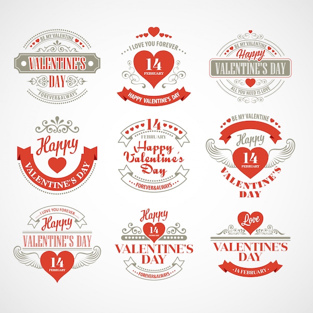 Happy Valentine's Day greeting card set