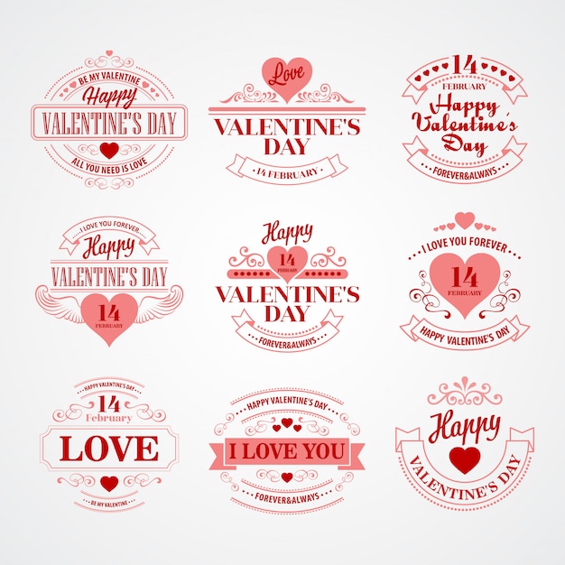 Happy Valentine's Day greeting card set