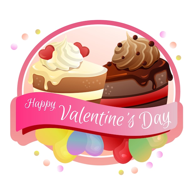 Happy valentine's day label slice cake