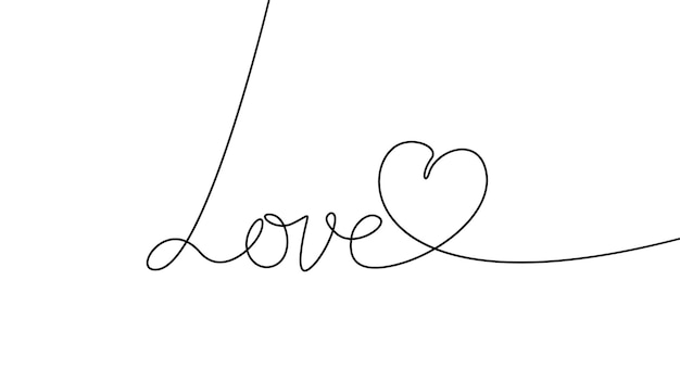 Happy Valentine's Day Love Drawing of a stylized heart and text in one line