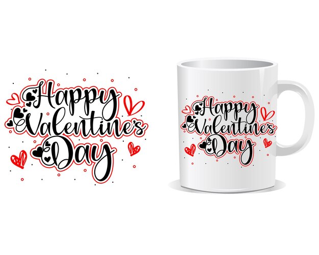 Vector happy valentine's day mug design vector