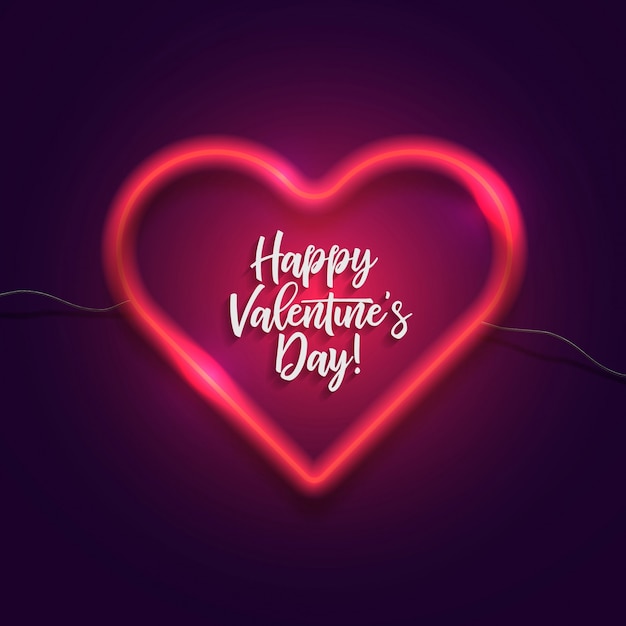 Happy Valentine's Day Neon Heart Background