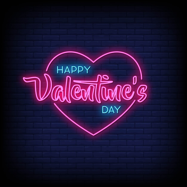 Happy Valentine's Day Neon Signs Style Text 