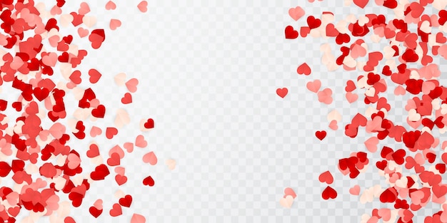 Happy Valentine's Day  paper red, pink and white orange hearts confetti.