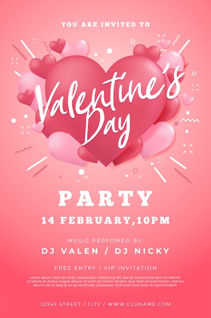 Happy Valentine's Day Party Flyer.