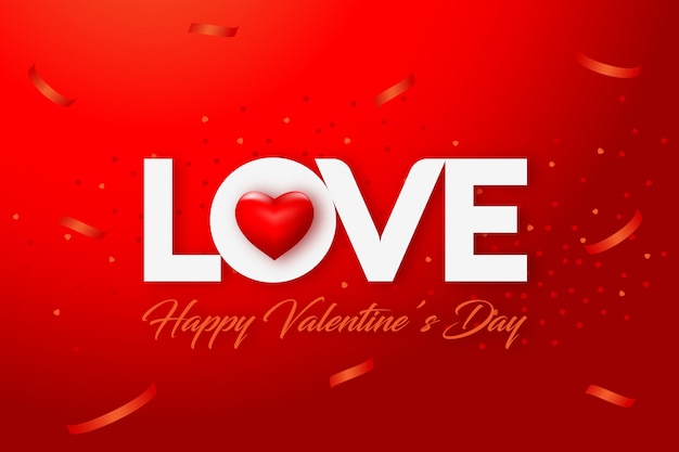 happy valentine's day red background with love and heart