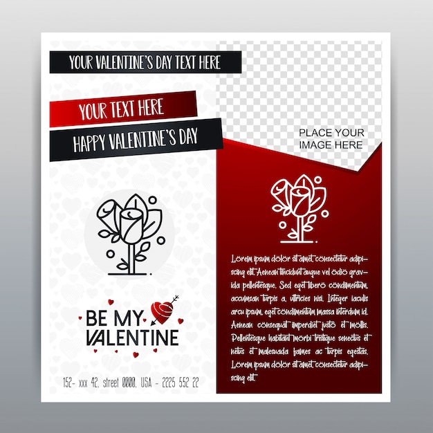 Happy Valentine's Day Red Icon Vertical Banner