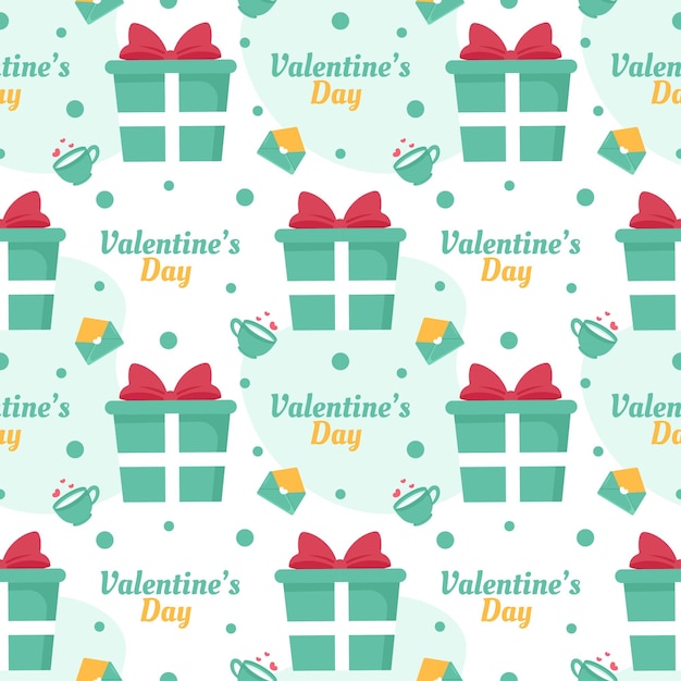 Happy Valentine's Day Seamless Pattern Design with Decoration in Template Hand Drawn Illustration