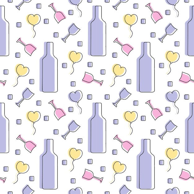 Happy Valentine's Day Seamless Pattern Design with Decoration in Template Hand Drawn Illustration