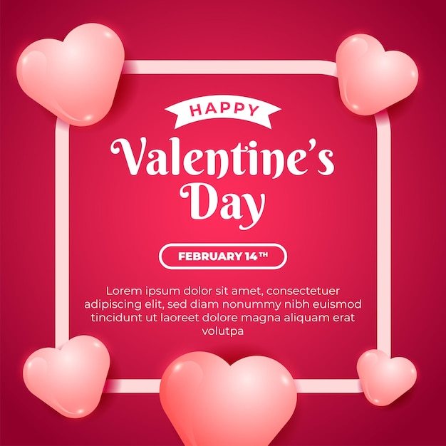 Happy Valentine's Day social media post template with Beautiful ornament of love