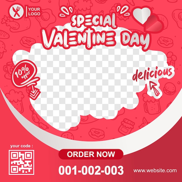 Happy valentine's day template social media post and concept gretting card