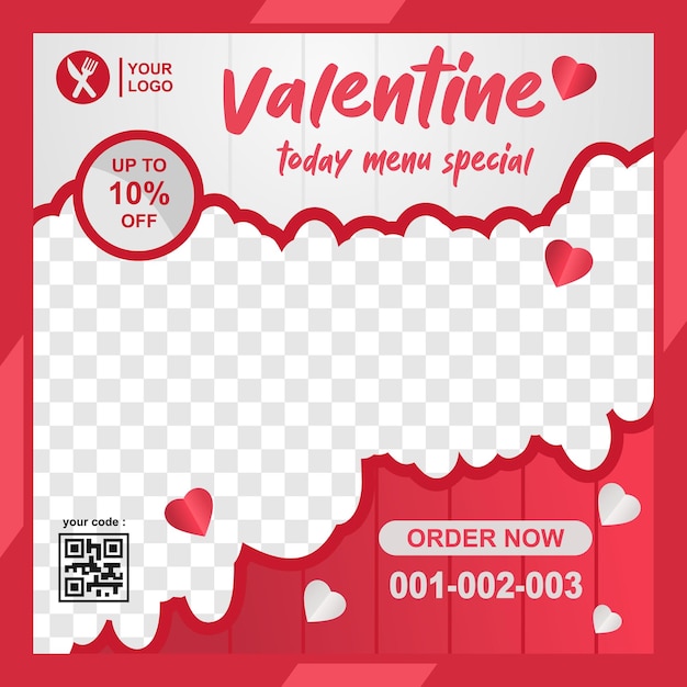 Happy valentine's day template social media post and concept gretting card