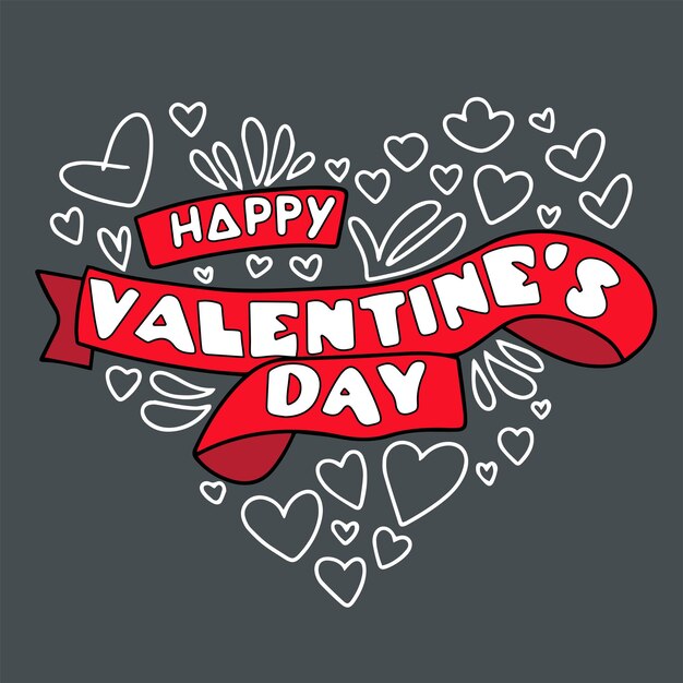 Happy Valentine's Day text banner Concept Happy Valentine's Day text as square banner Vector