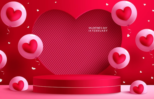 Happy valentine's day vector background design. Valentine's day podium and stage for seasonal