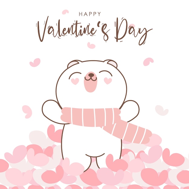 happy valentine's day with Cute doodle bear