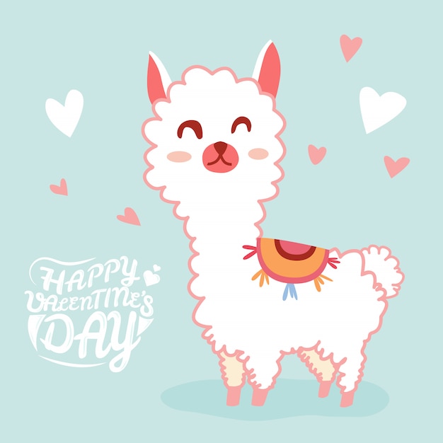 Happy Valentine's Day with cute llama