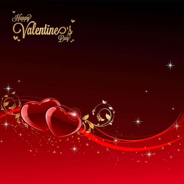 Happy Valentine39s Day Banner Greeting Card with glossy colors and elegant graphic design