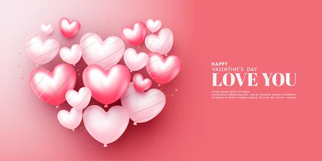 Happy valentine39s day greeting with illustration of stacked balloons