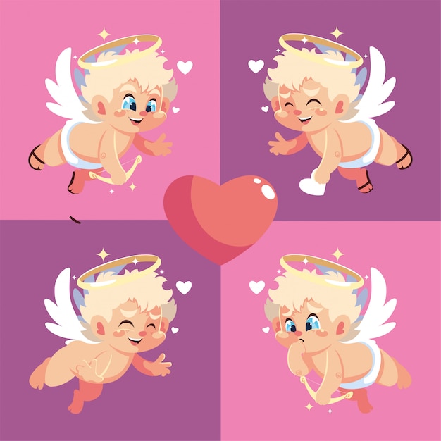 Happy valentines blond cupids cartoons