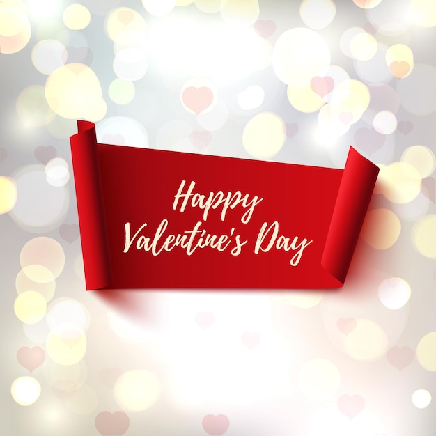 Happy Valentines Day abstract banner on blurred background