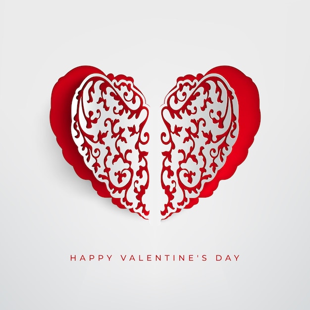 Happy Valentines day background with ornamental paper cut heart