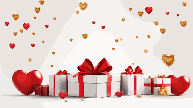 Happy Valentines Day Background with Realistic 3D Stage