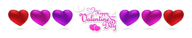 happy valentines day banner. 3d realistic vector illustration