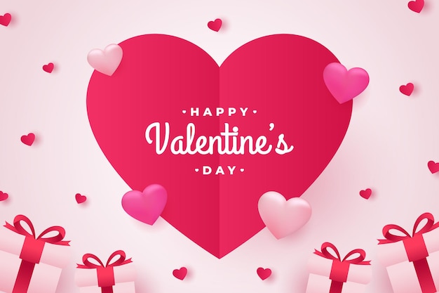 Happy valentines day banner and background with romantic valentine decorations