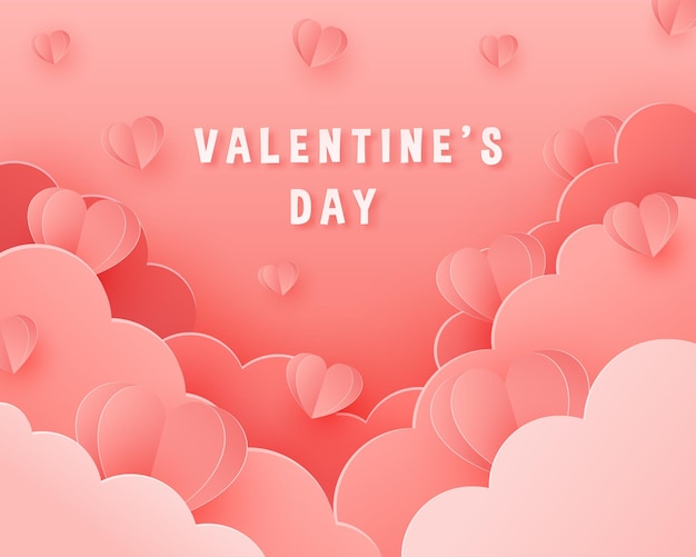 Happy Valentines day banner design in paper cut style Design for advertising background banner