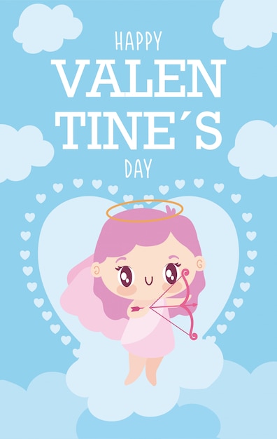 Happy valentines day cupid cartoon