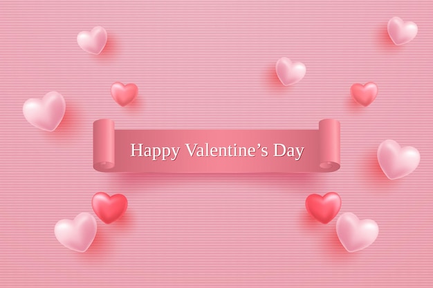 happy valentines day gift card with pink text effect style