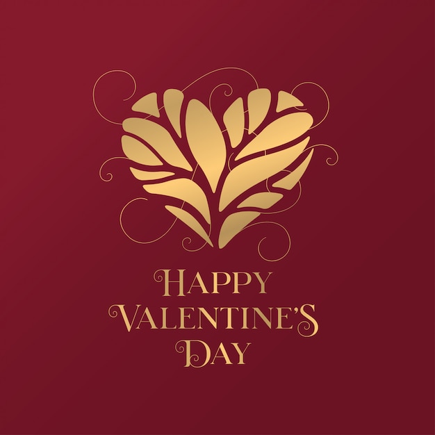 Happy Valentines Day golden typography greeting card