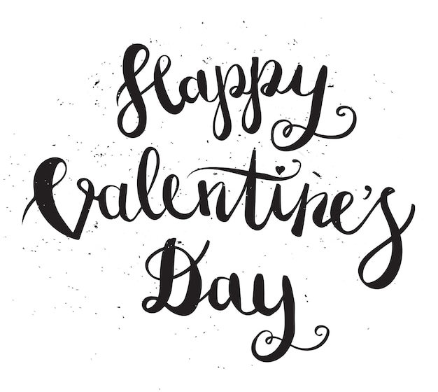 Happy Valentines Day Hand Drawing Pen Brush Lettering Vector