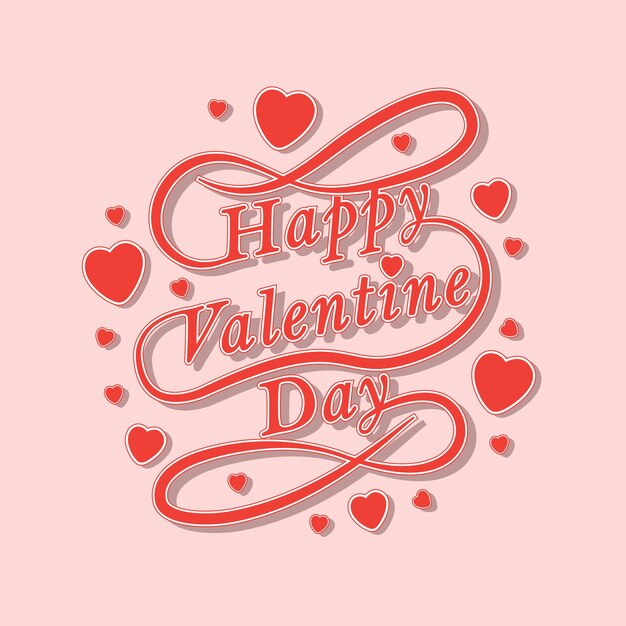 Happy Valentines Day hand drawn typography lettering Design vector romantic greeting template