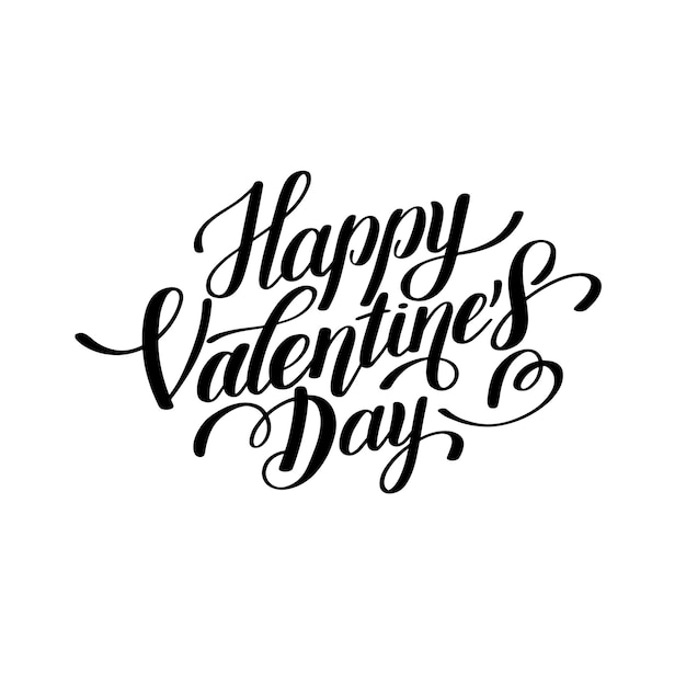 Happy valentines day handwritten lettering holiday design to greeting card poster congratulate