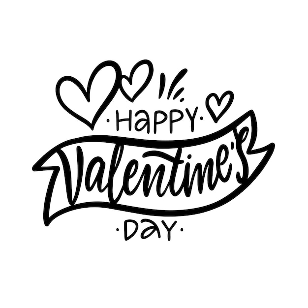 Happy Valentines day handwritten lettering phrase