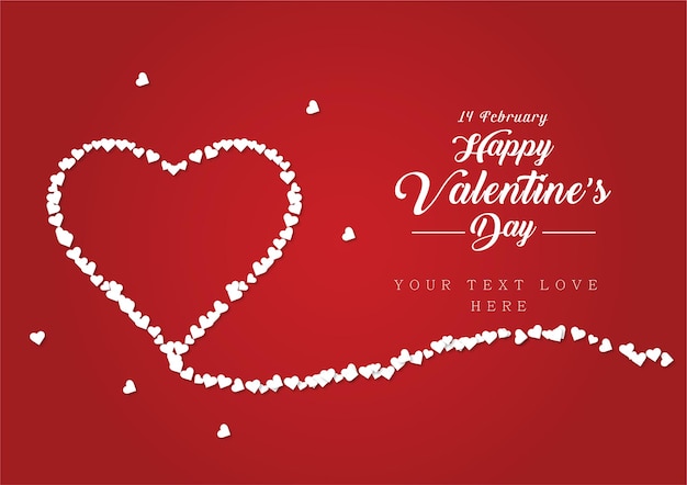 Happy valentines day illustration with heart shape on a red background Premium Vector